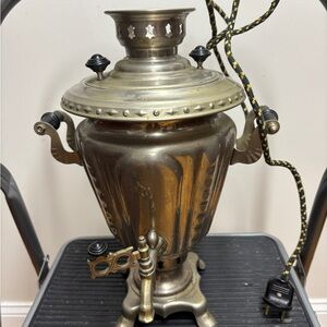 Vintage Brass Samovar with Black Accents